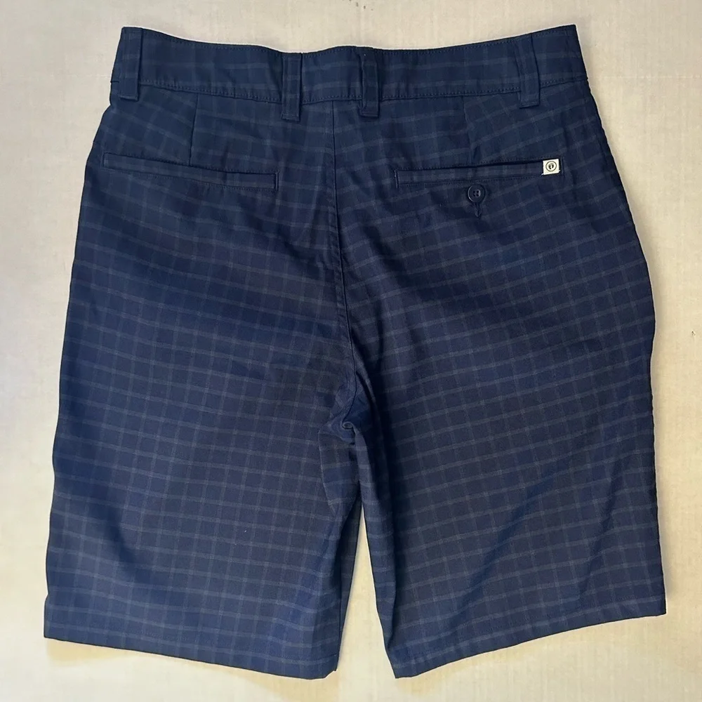 Hang Ten‎ mens flat front blue plaid hybrid shorts Sz-32. X15